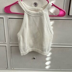 Pure white lightly worn cropped tank top